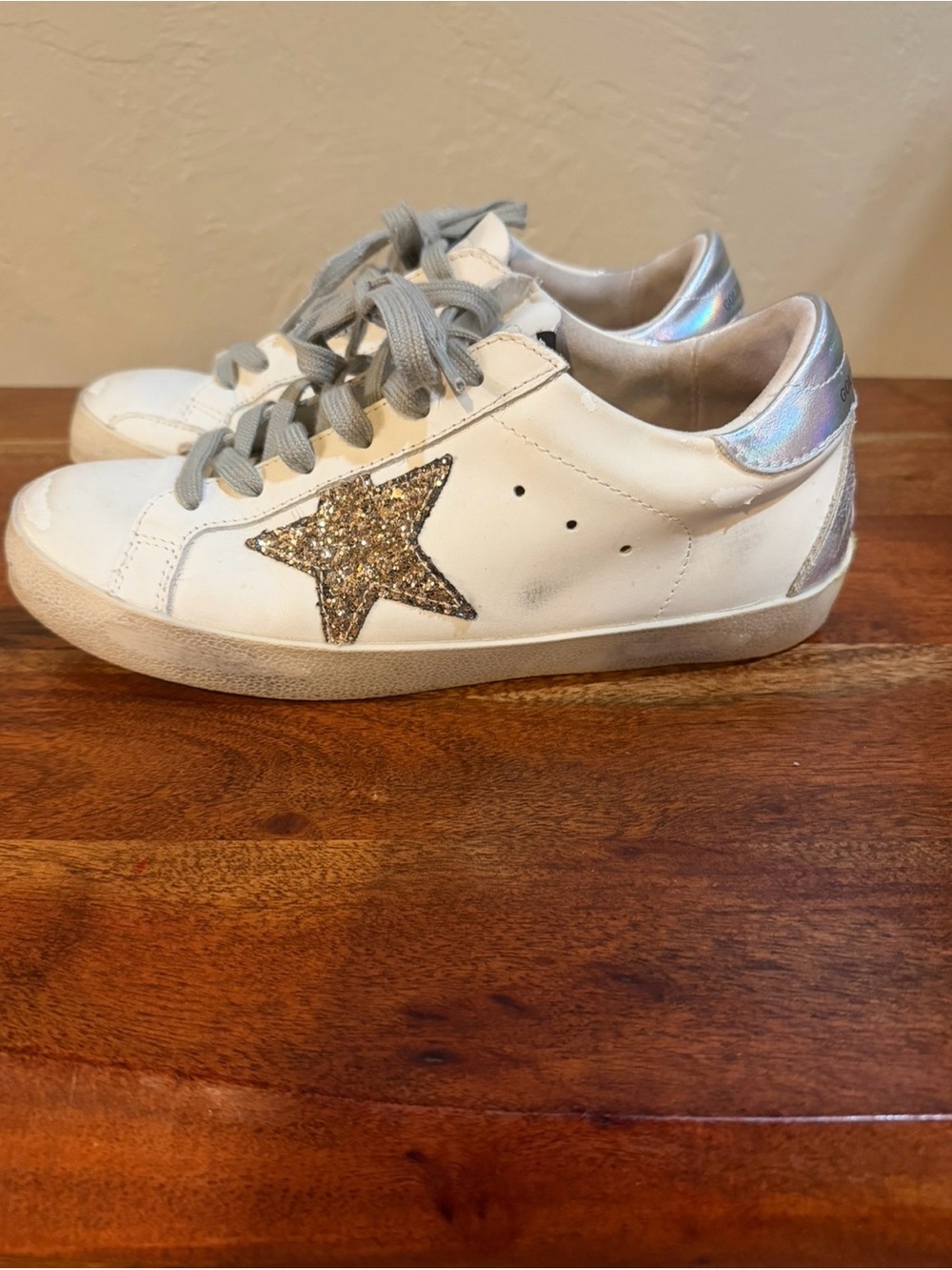 Golden Goose Superstar Sneakers Size 38 White Silver Glitter Star Sneakers 🔥 - Picture 4 of 16